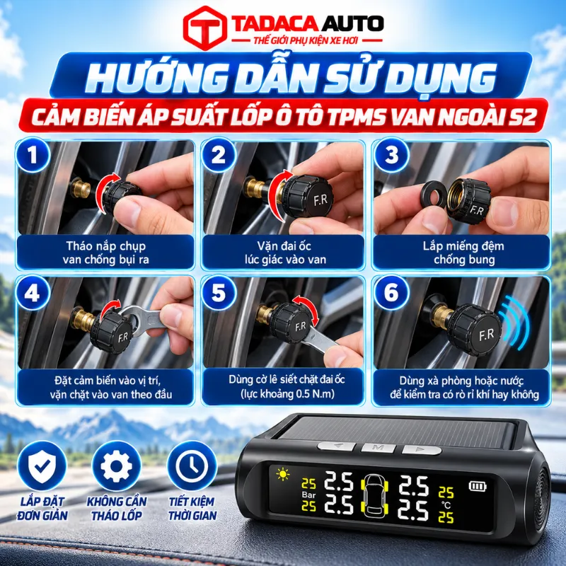 Hướng dẫn sử dụng lắp đặt cảm biến áp suất lốp ô tô TPMS