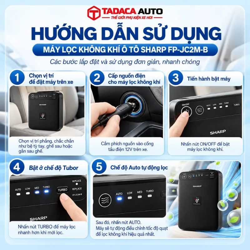 Hướng dẫn sử dụng máy lọc không khí ô tô Sharp FP-JC2M-B