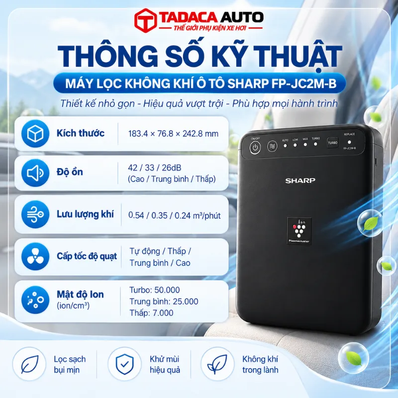 Thông số Máy lọc không khí Ô Tô Sharp FP-JC2M-B