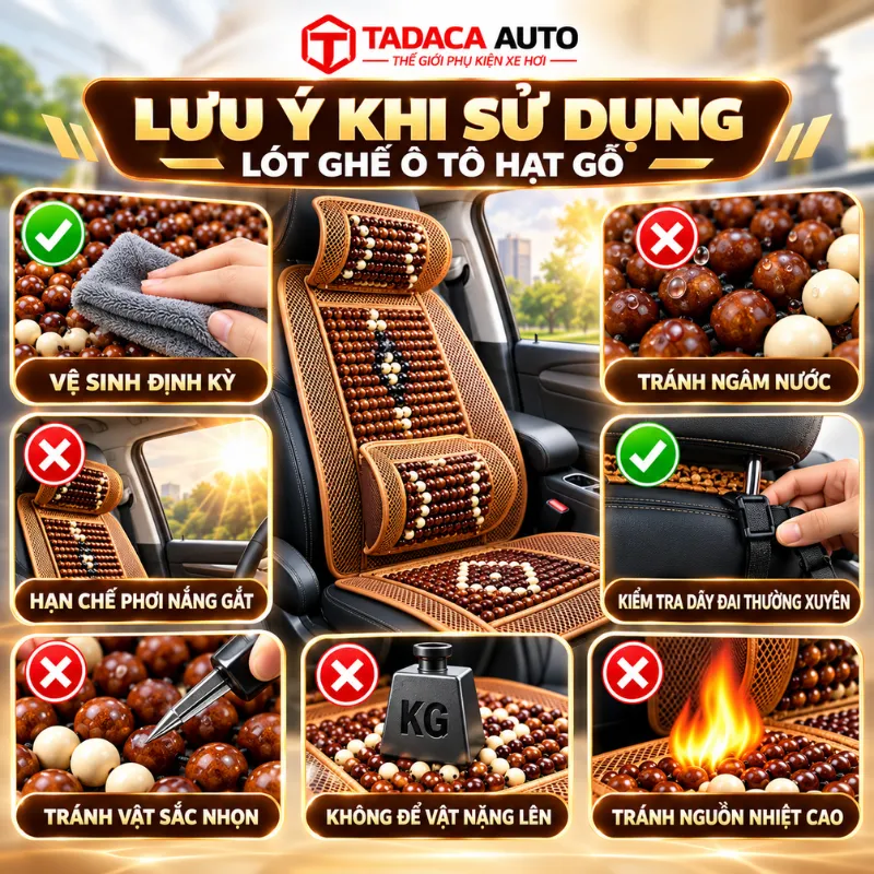 Lưu ý khi sử dụng lót ghế hạt gỗ ô tô 4 mùa