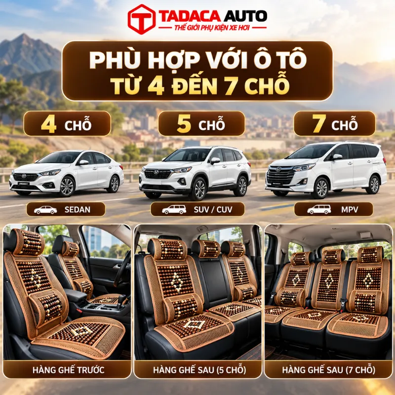 Phù hợp với ô tô từ 4 đến 7 chỗ