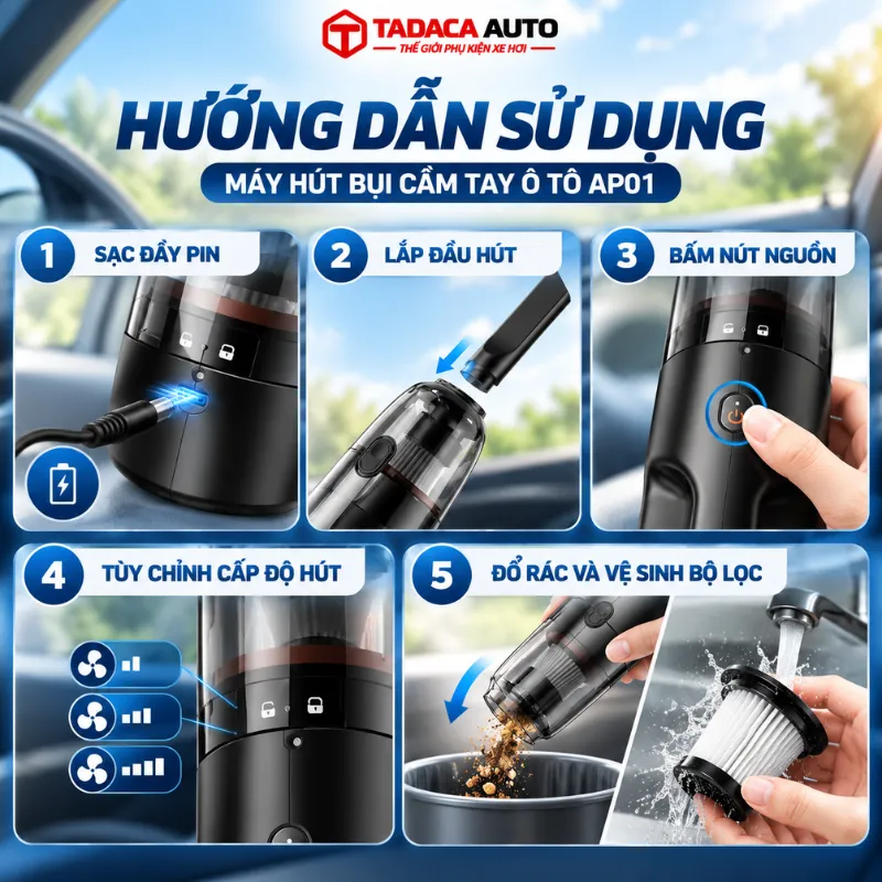 Hướng dẫn sử dụng máy hút bụi cầm tay Baseus AP01