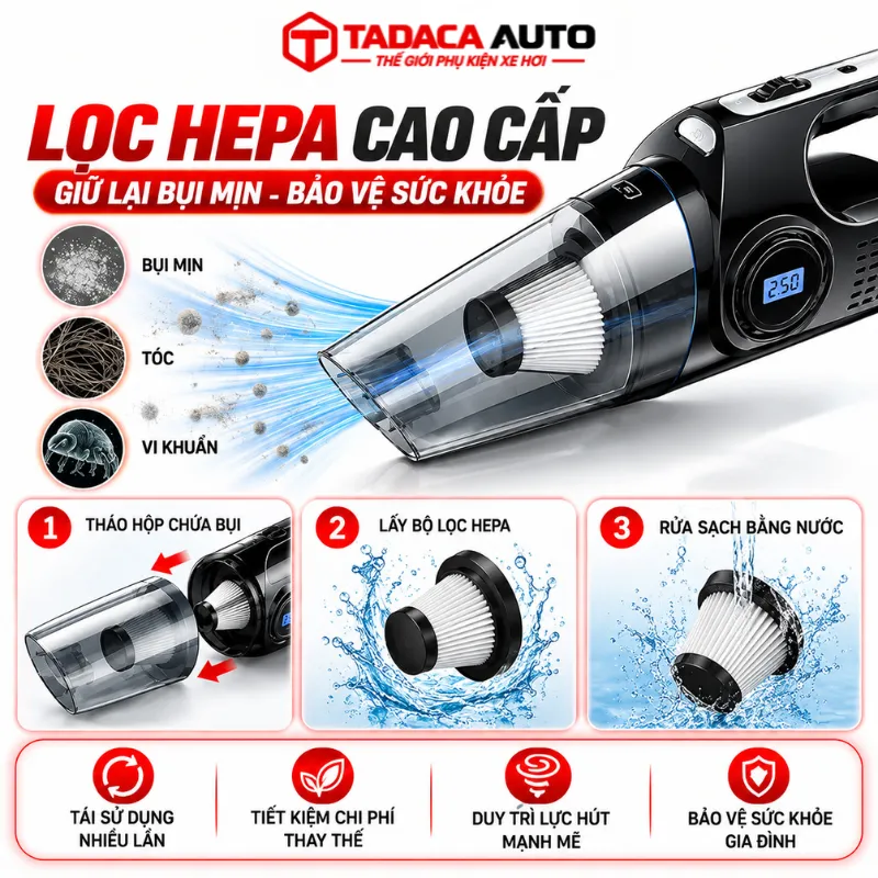 Bộ lọc HEPA dễ tháo lắp và vệ sinh