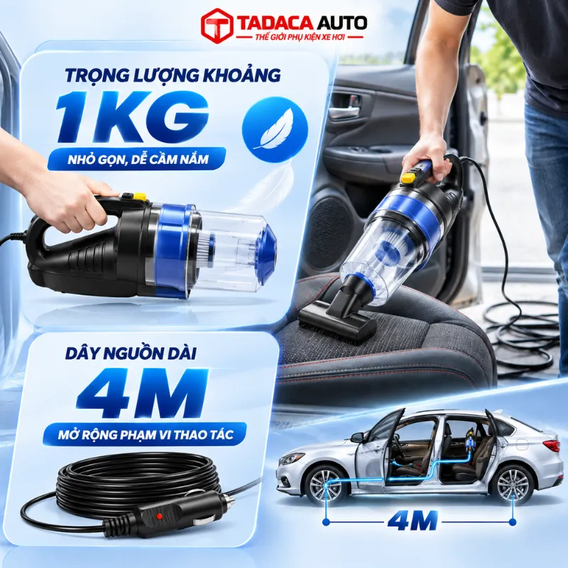 Dây nguồn 4m dễ vệ sinh toàn xe
