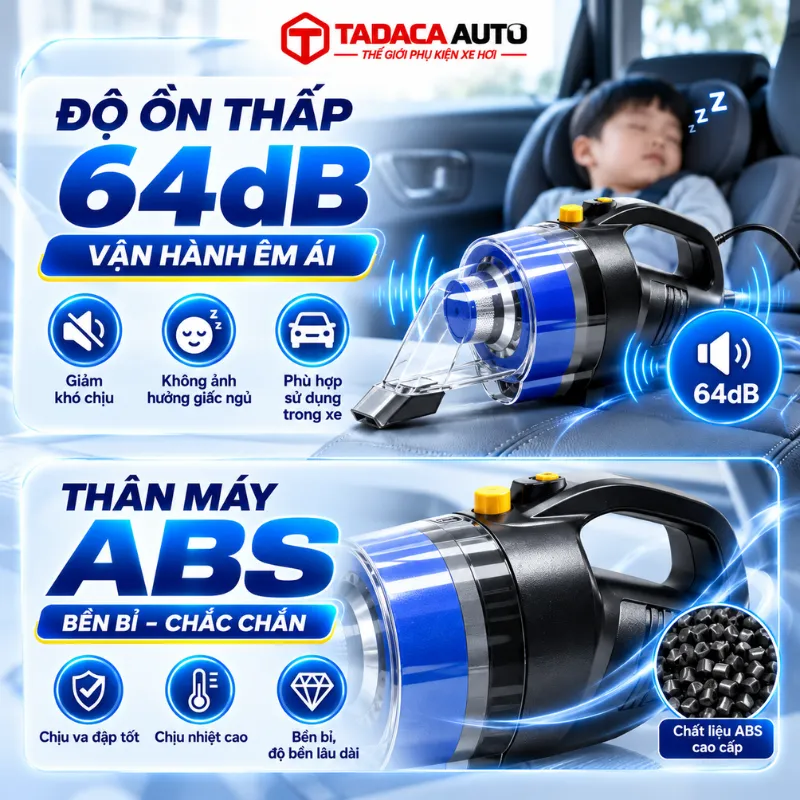 Độ ồn khoảng 64dB, thân máy ABS bền