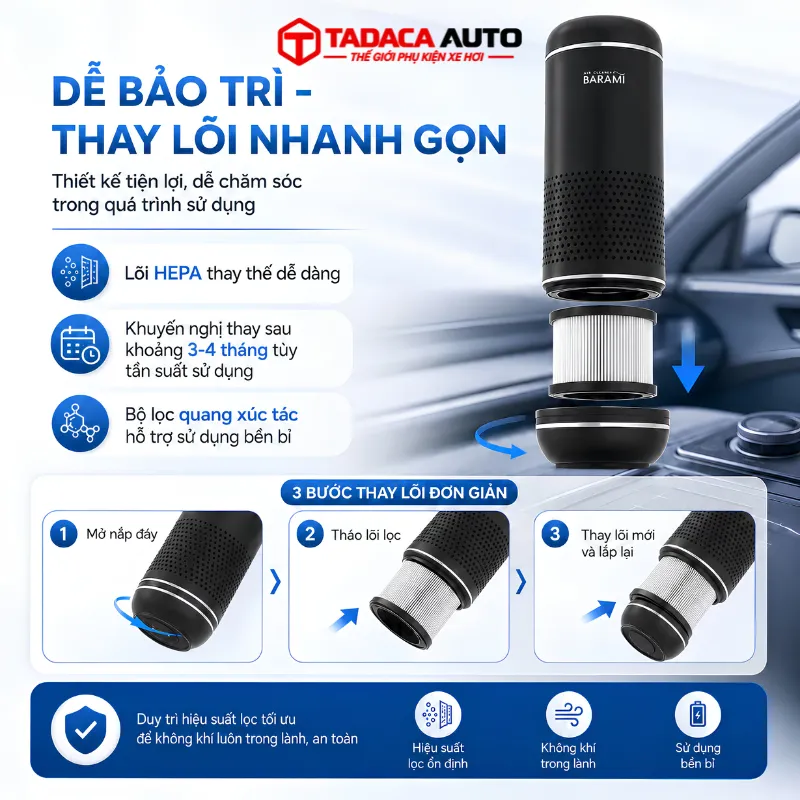 Quy trình thay thế màng lọc HEPA của máy lọc không khí BARAMI-5