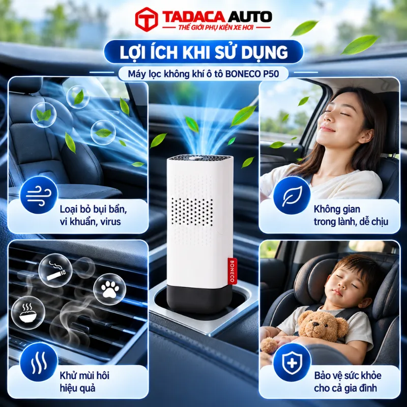 10 lợi ích của việc sử dụng máy lọc không khí ô tô Boneco P50 cho xế yêu