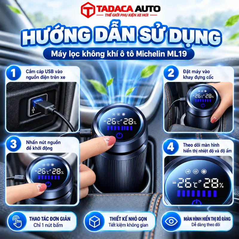 Hướng dẫn sử dụng máy lọc không khí ô tô Michelin ML-19