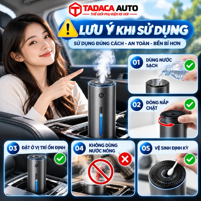 Lưu ý khi sử dụng máy phun sương mini ô tô Baseus cao cấp