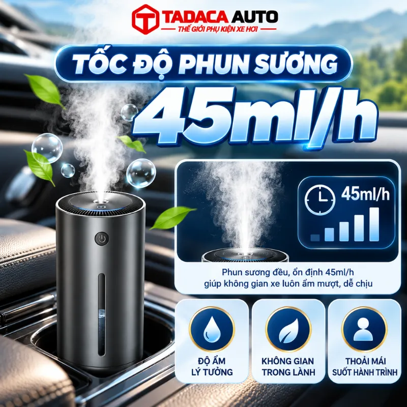 Tốc độ phun sương 45ml/h