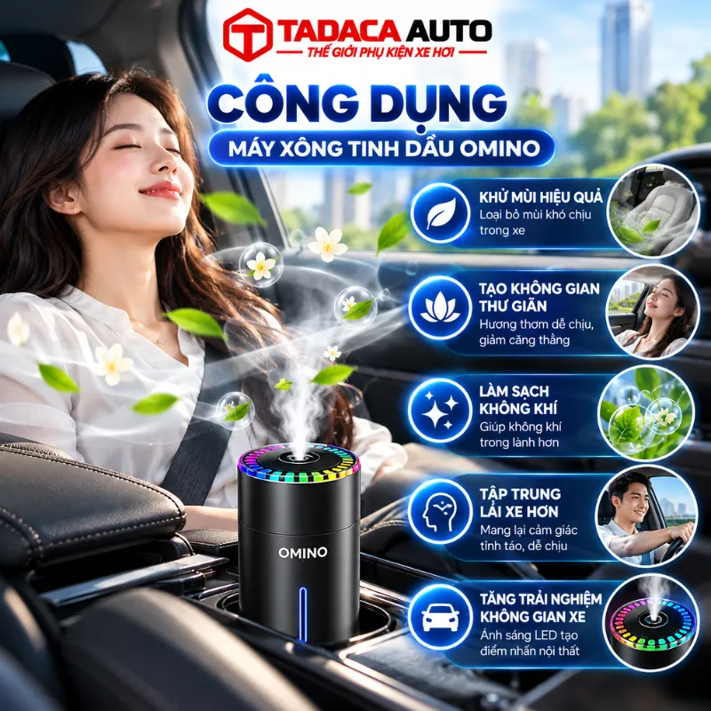 Công dụng của máy xông tinh dầu Omino xe hơi