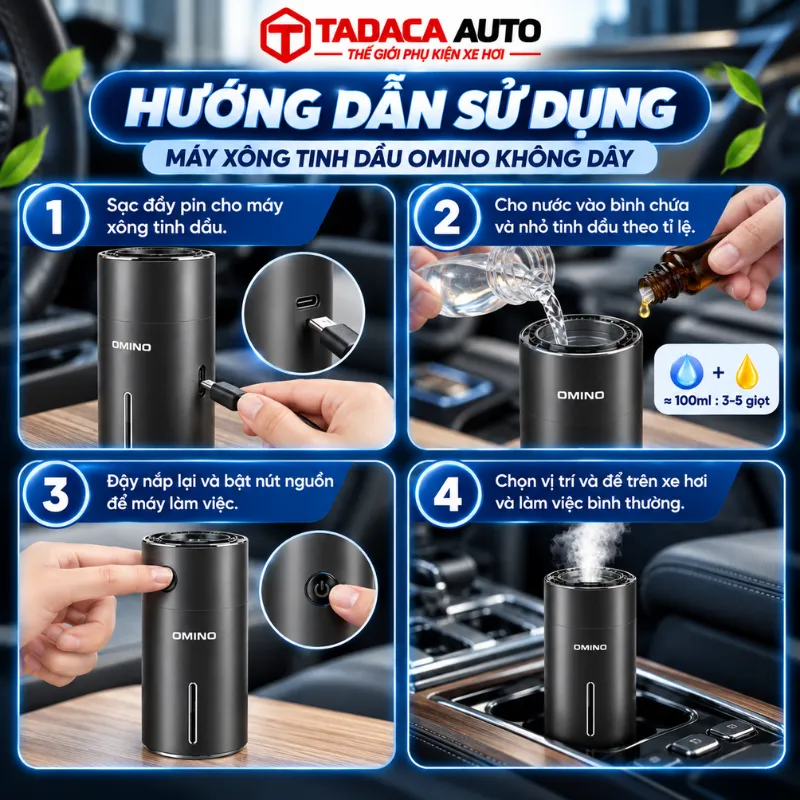 Hướng dẫn sử dụng máy xông tinh dầu Omino không dây