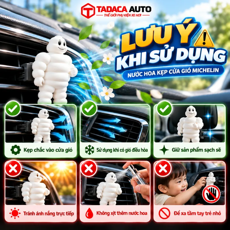 Lưu ý khi sử dụng Nước Hoa Kẹp Cửa Gió Michelin