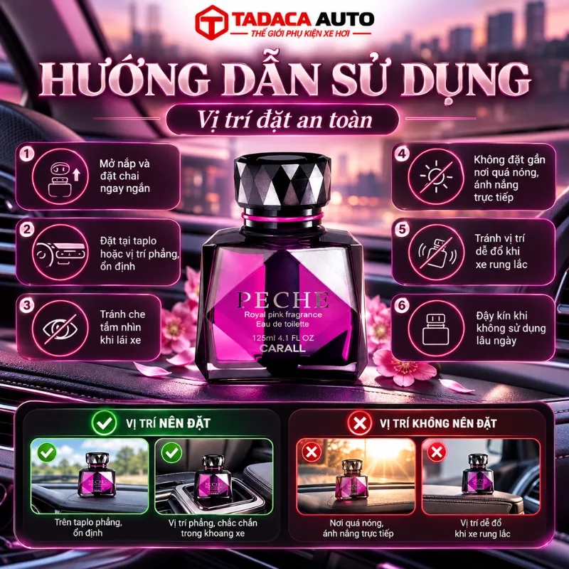 Hướng dẫn cách sử dụng nước hoa ô tô Carall Peche cao cấp Japan