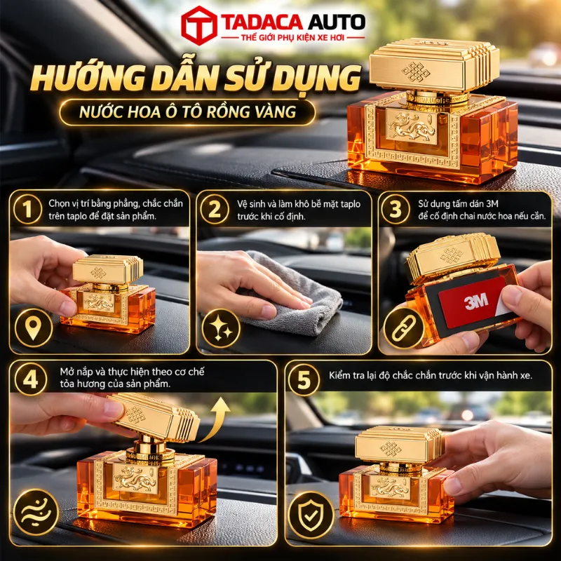 Hướng dẫn sử dụng nước hoa ô tô rồng vàng