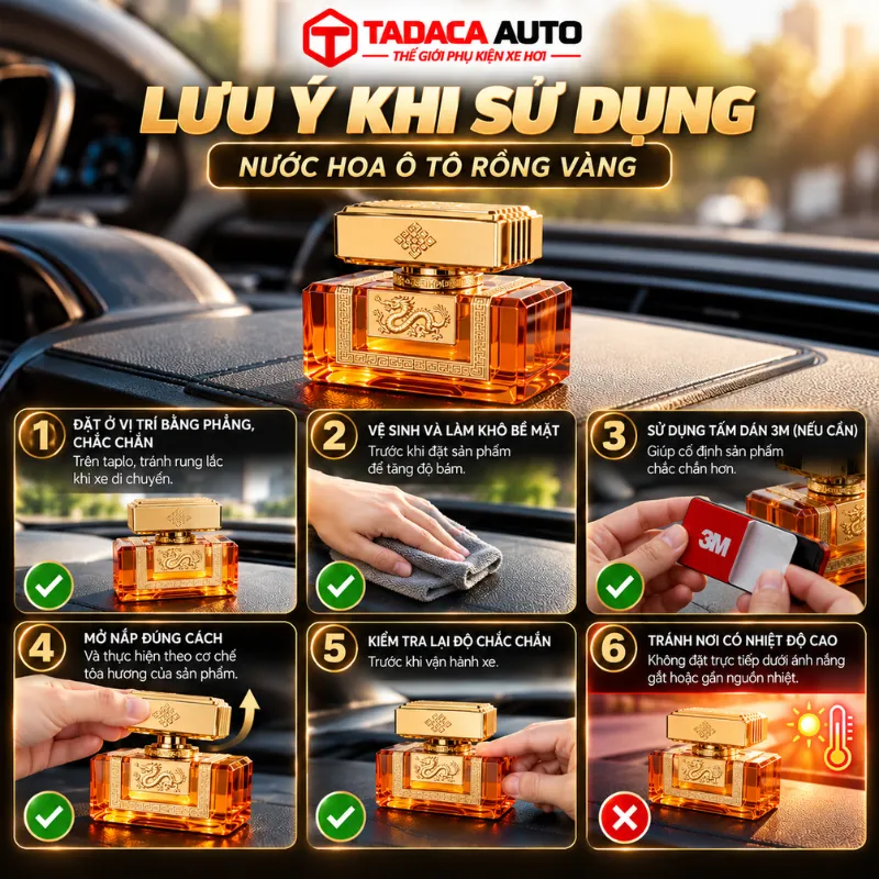 Lưu ý khi sử dụng Nước Hoa Ô Tô Rồng Vàng