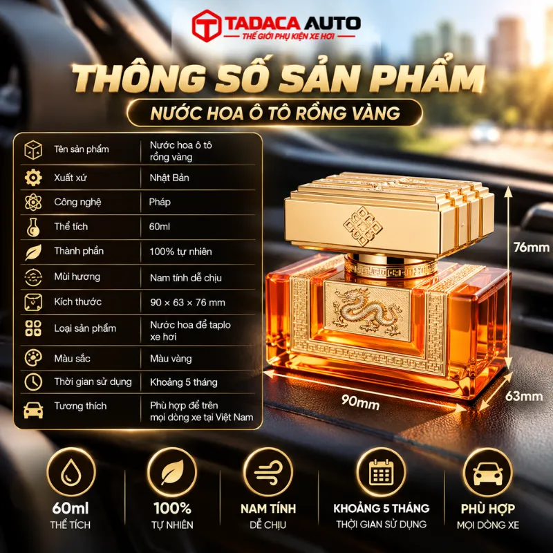 Thông tin sản phẩm nước hoa ô tô rồng vàng cao cấp