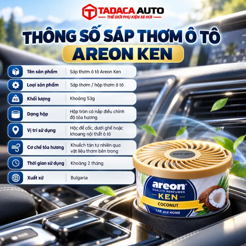 Thông tin sản phẩm sáp thơm ô tô Areon ken Cao Cấp