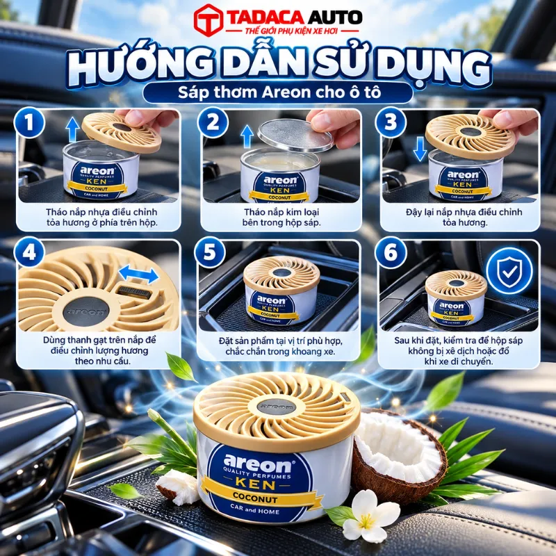 Hướng dẫn sử dụng sản phẩm sáp thơm ô tô Areon ken