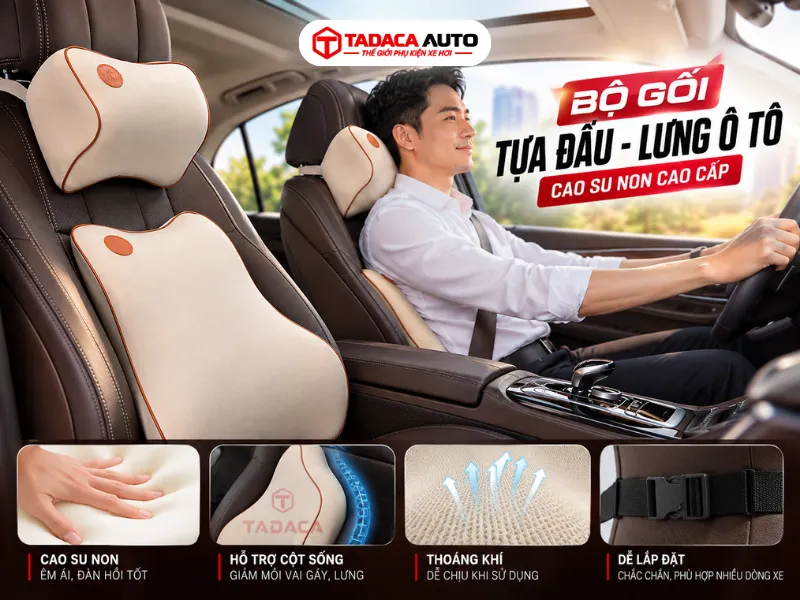 Bộ gối tựa đầu tựa lưng ô tô cao su non