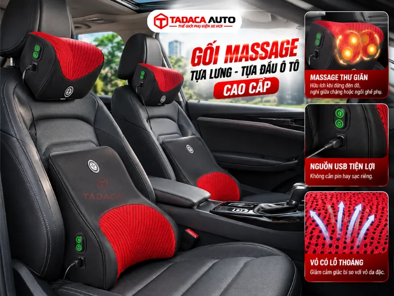 Gối massage tựa lưng tựa đầu ô tô cao cấp