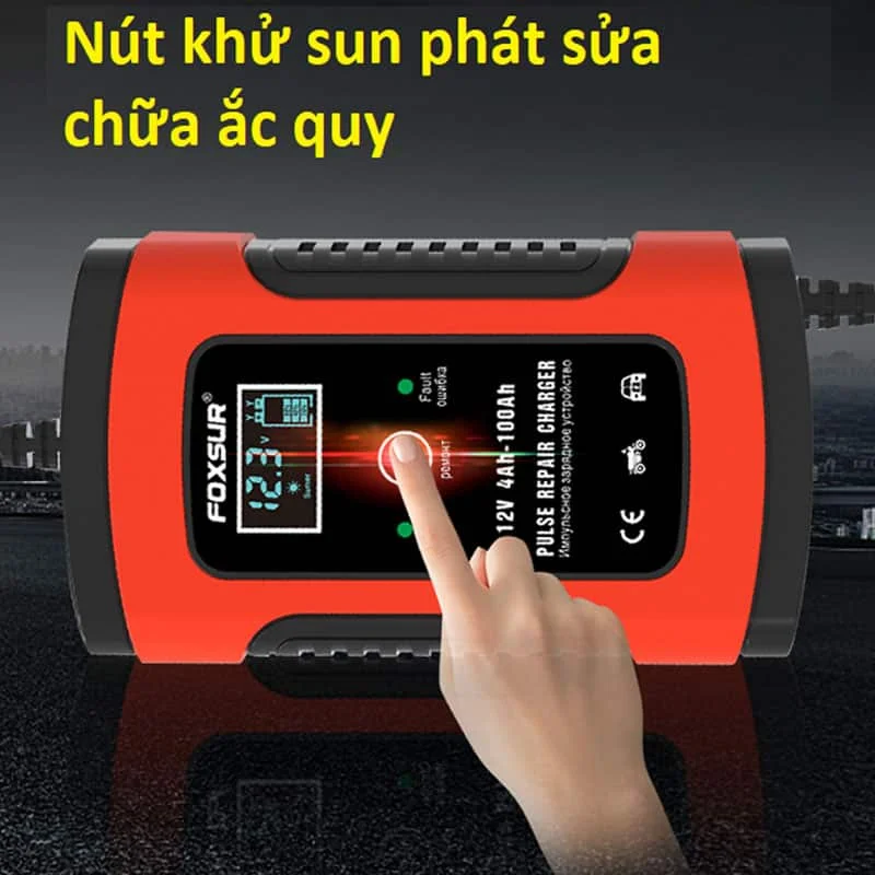 Sạc Bình Ắc Quy Foxsur Ô Tô Xe Máy 12V 100Ah Nhật