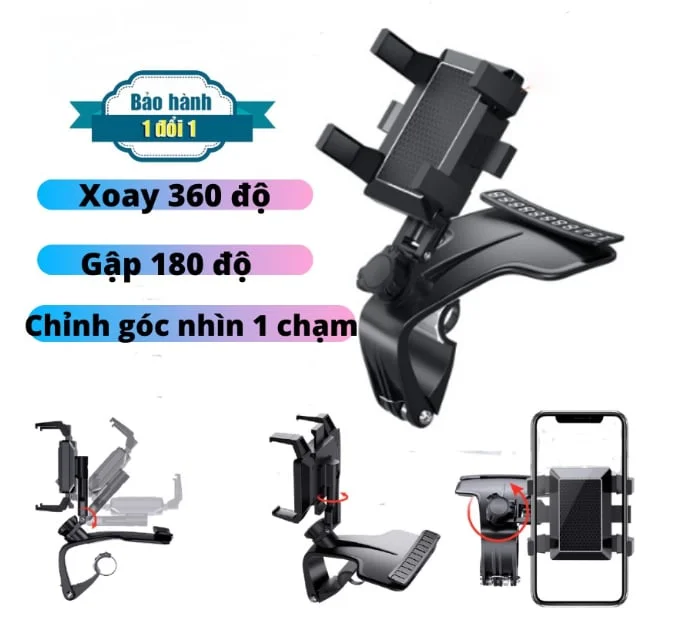 Giá Kẹp Điện Thoại Ô Tô Xoay 360 Độ Chống Rung Cao Cấp