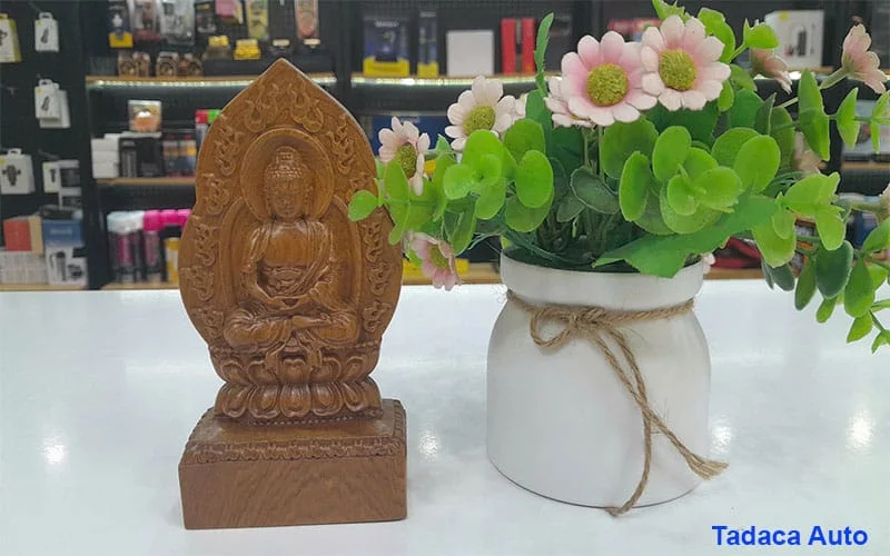 Tượng Như Lai Đại Phật Gỗ Bách Xanh Khắc 2 Mặt Để Taplo