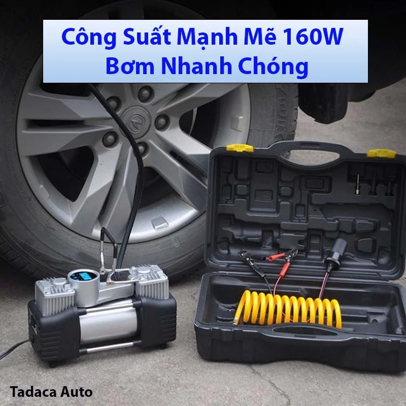 Bơm Lốp Ô Tô 2 Xi Lanh Điện Tử Tự Ngắt