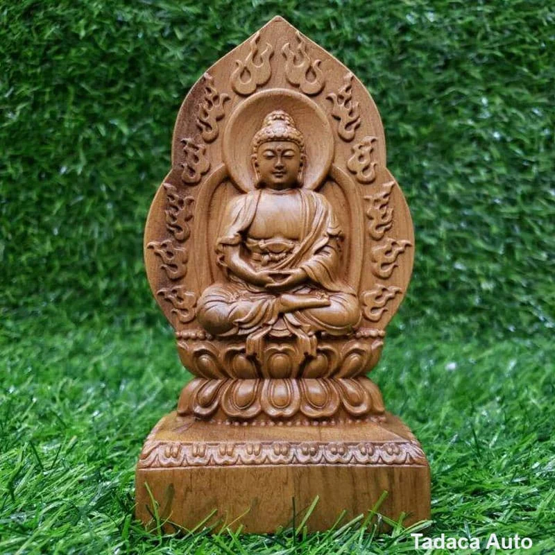 Tượng Như Lai Đại Phật Gỗ Bách Xanh Khắc 2 Mặt Để Taplo
