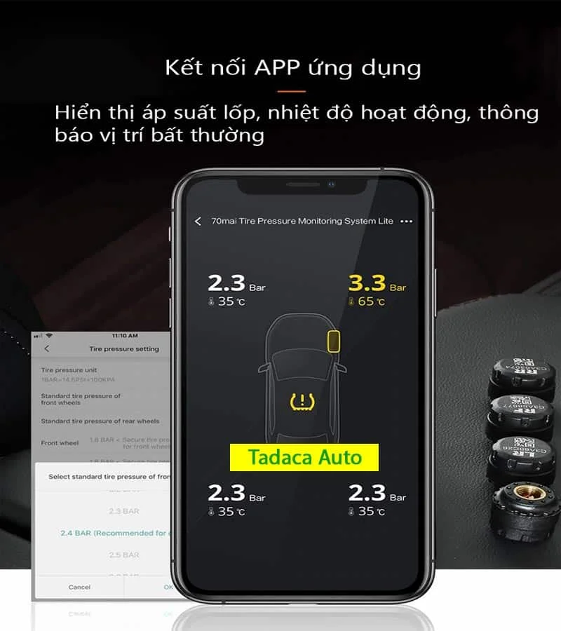 Cảm Biến Áp Suất Lốp Ô Tô 70Mai Van Ngoài Cao Cấp