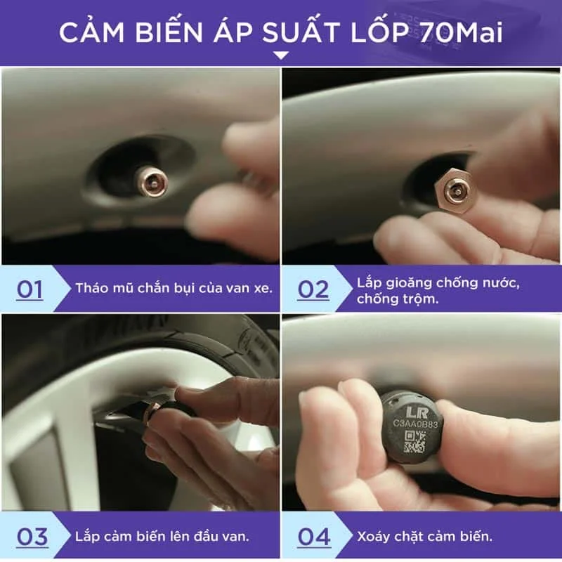 Cảm Biến Áp Suất Lốp Ô Tô 70Mai Van Ngoài Cao Cấp