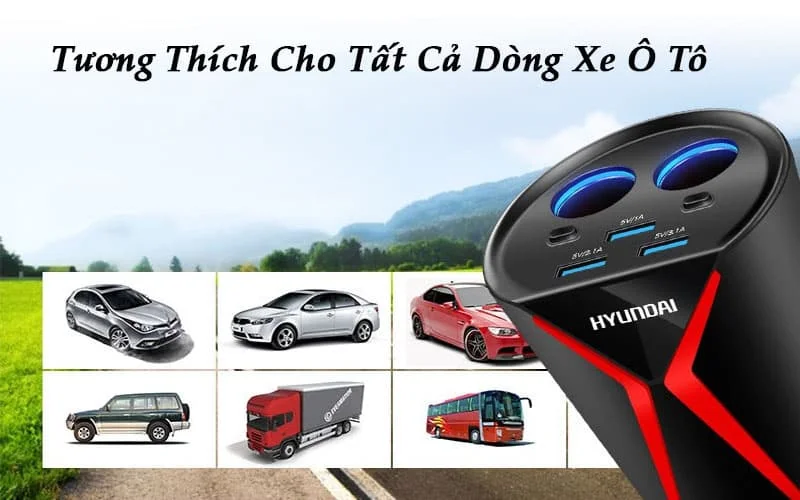 Bộ Chia Tẩu Sạc Ô Tô Huyndai Chính Hãng Cao Cấp