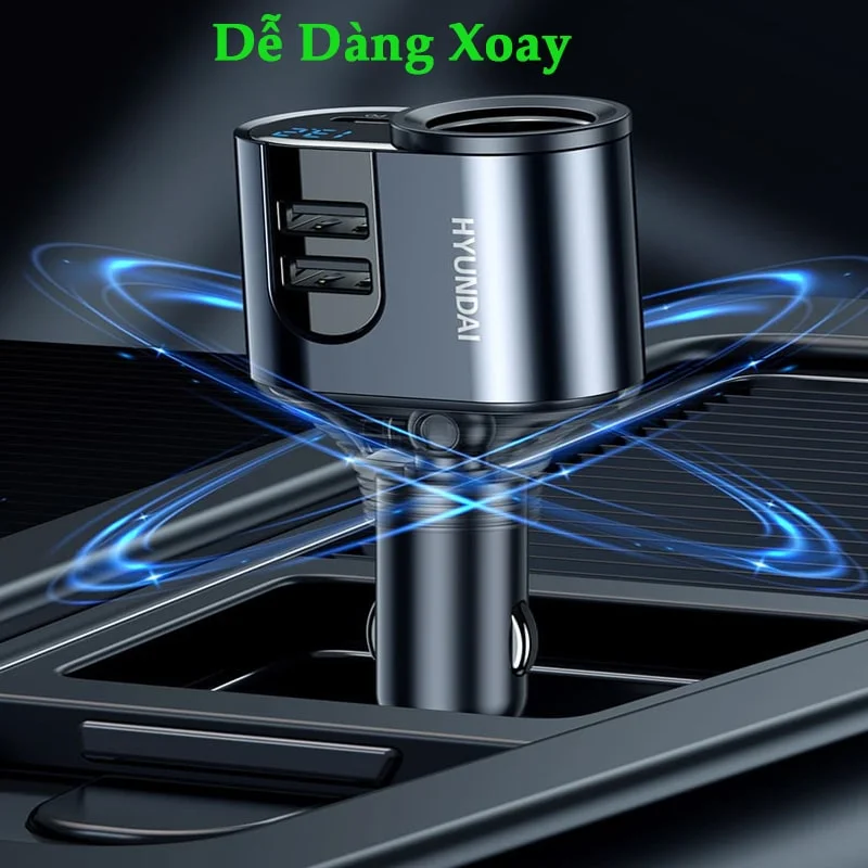 Tẩu Sạc Ô Tô Hyundai 1 Cổng 12V Và 2 Cổng USB