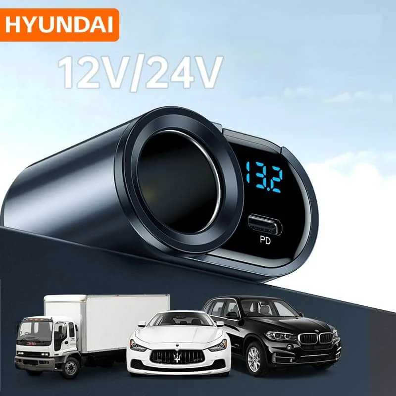 Tẩu Sạc Ô Tô Hyundai 1 Cổng 12V Và 2 Cổng USB
