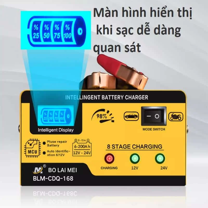 Sạc Ắc Quy Bolaimei 12V-24V 200Ah Chính Hãng