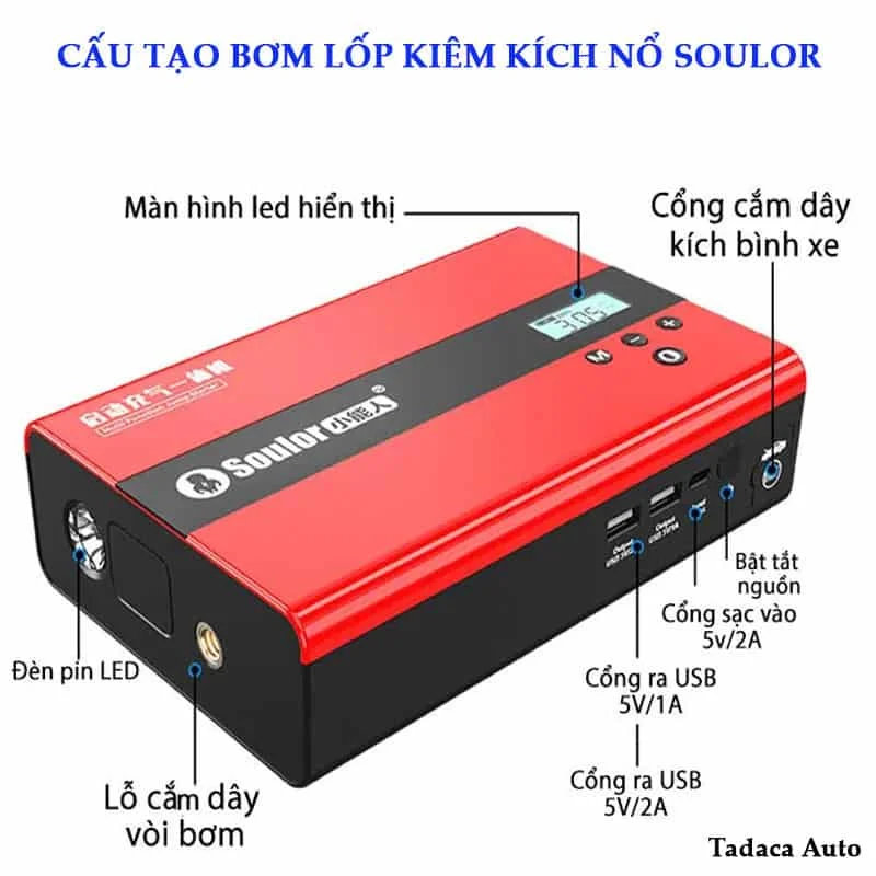 Bơm Lốp Kiêm Kích Bình Soulor Đa Năng Chính Hãng