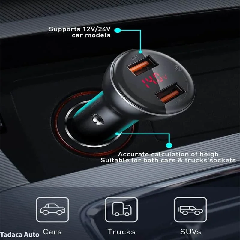 Tẩu Sạc Đa Năng Baseus 45W 2 Cổng USB