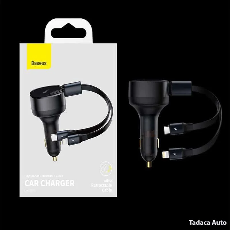 Tẩu Sạc Nhanh Baseus 30W Hai Đầu Cáp Dây Rút