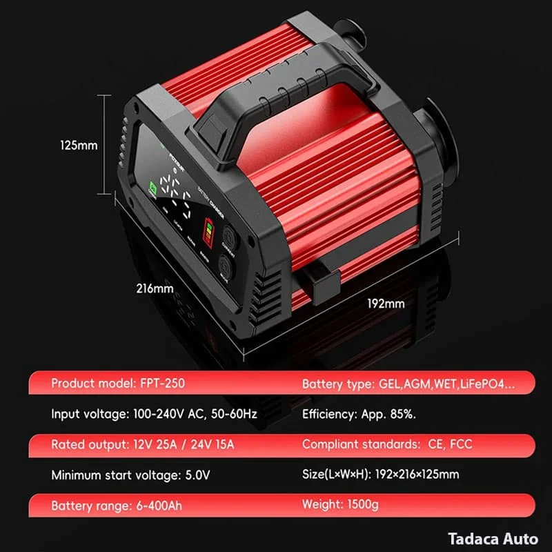 Sạc Bình Ắc Quy Foxsur 12V-24V 400Ah Siêu Mạnh Chính Hãng