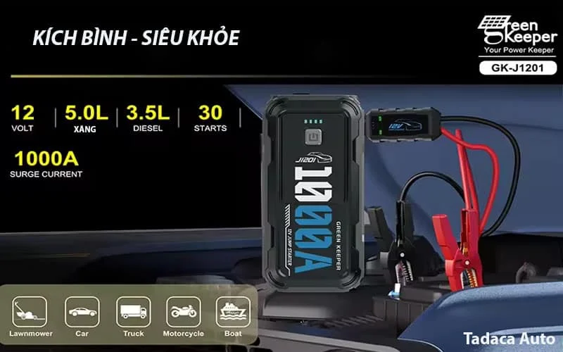 Kích Bình Ắc Quy Green Keeper 1000A Cao Cấp