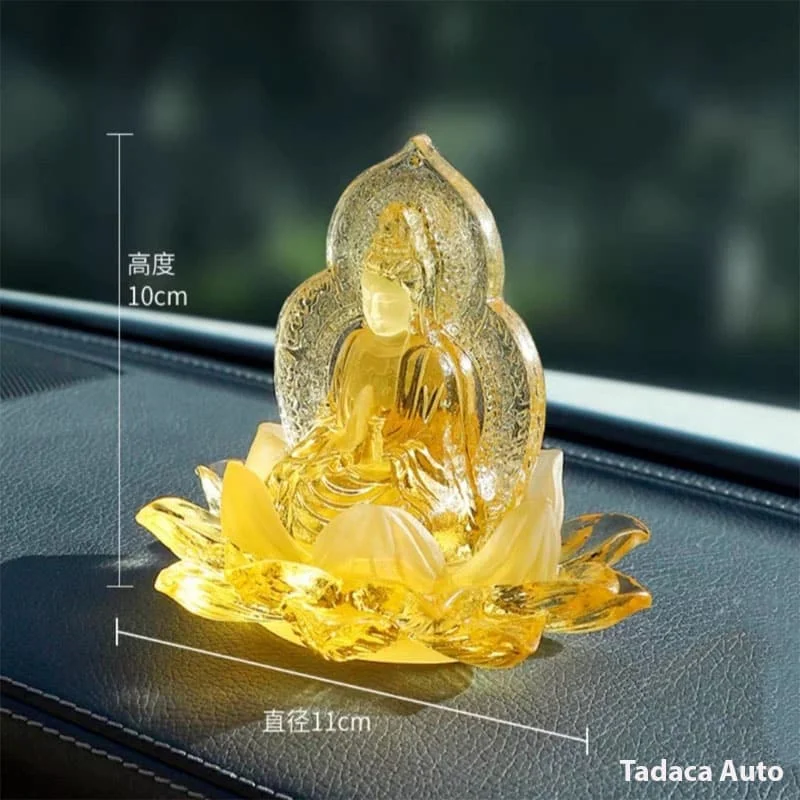 Tượng Phật Quan Âm Ngự Đài Sen Đá Ngọc Lưu Ly Để Ô Tô