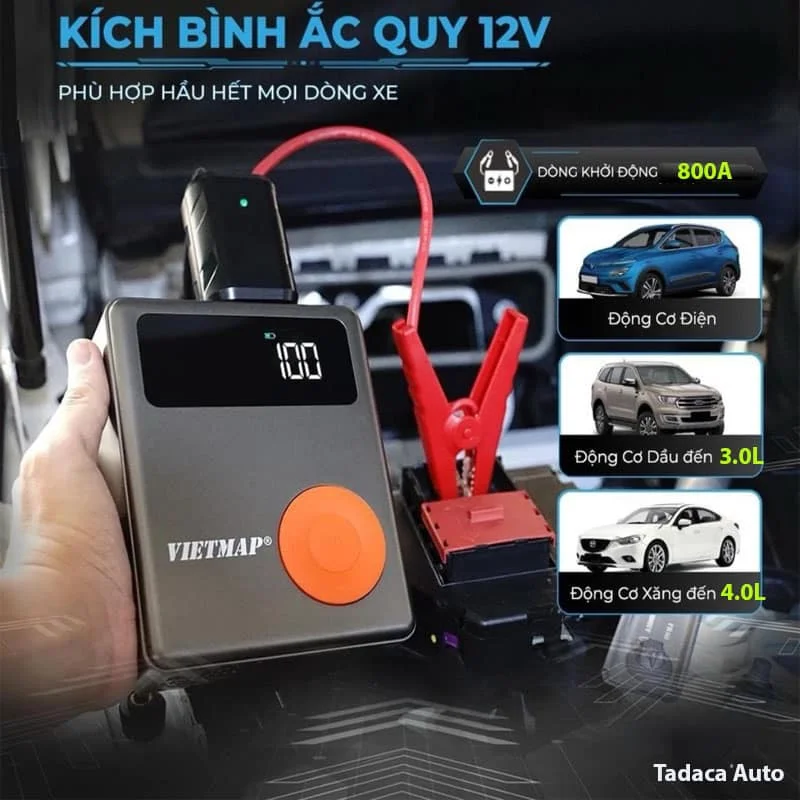 Bơm Lốp Kiêm Kích Bình Vietmap 8000mAh Chính Hãng