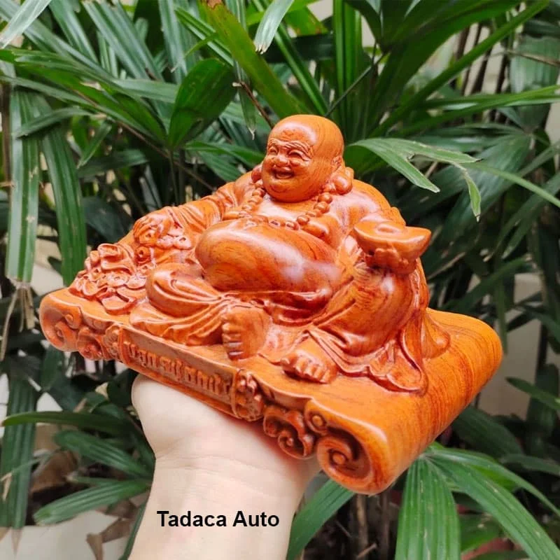 Tượng Di Lặc Bằng Gỗ Hương Để Taplo Xe Hơi