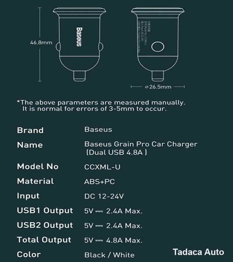 Tẩu Sạc Baseus 12V-24V Công Suất 24W