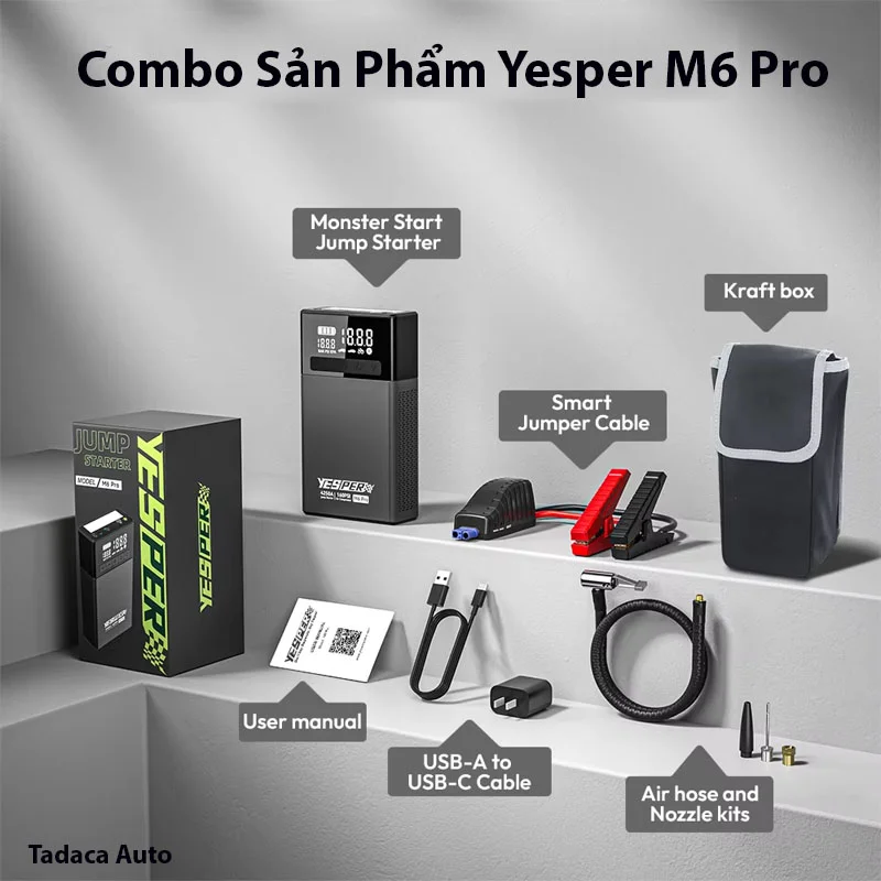 Bơm Lốp Kiêm Kích Bình Yesper M6 Pro Đa Năng
