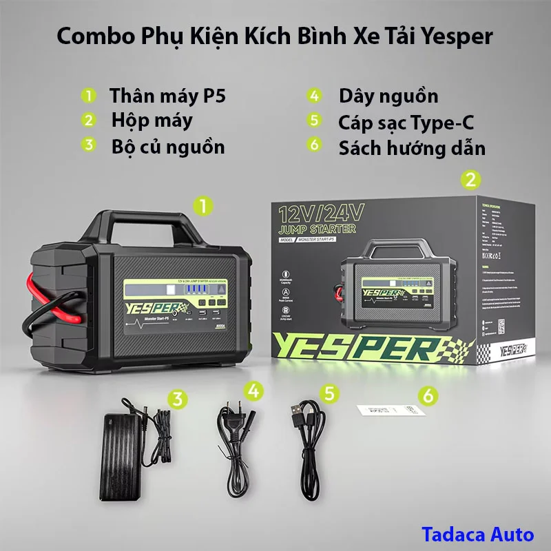 Kích Bình Xe Tải Yesper P5 12V-24V Siêu Khủng