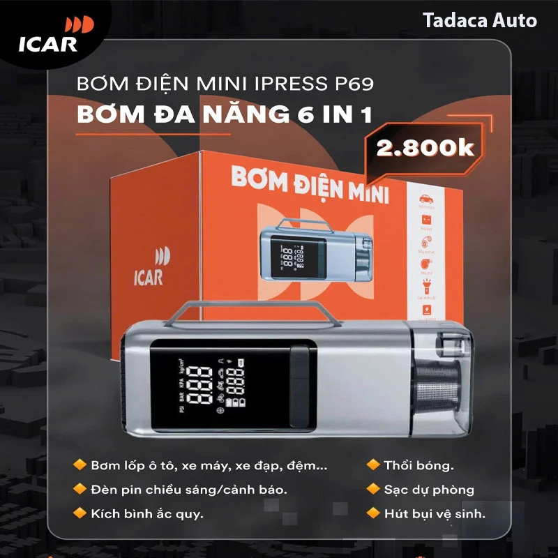 Bơm Điện Mini Icar P69 Đa Năng 6 Trong 1