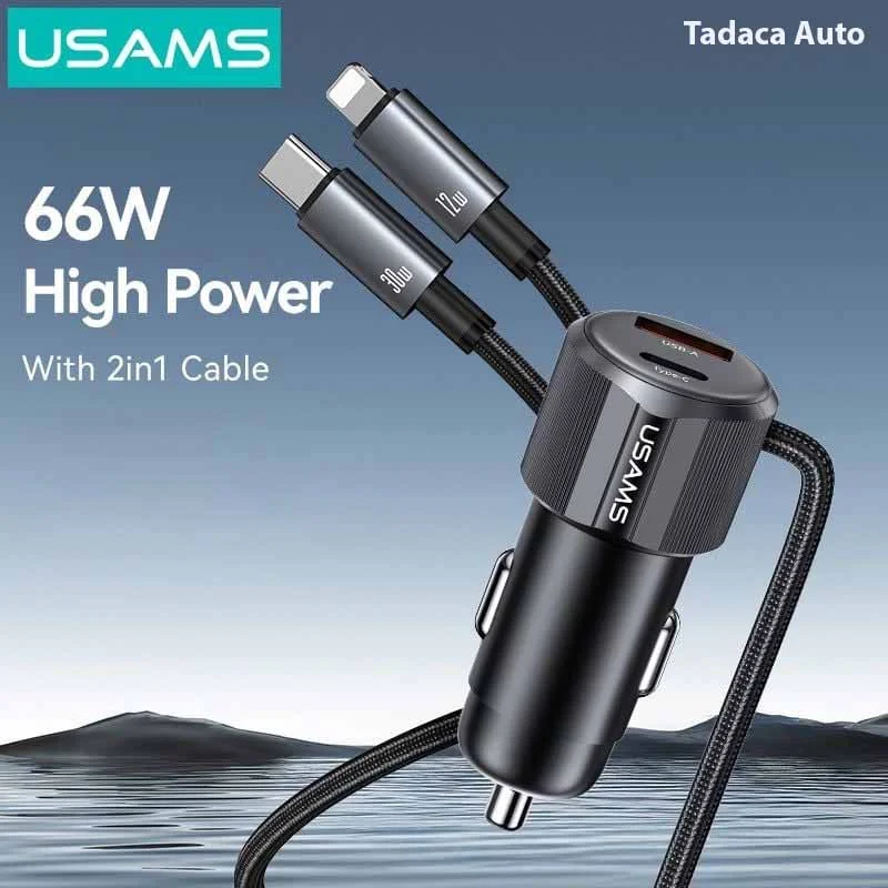 Tẩu Sạc Ô Tô USAM CC287 66W Đa Năng 2 Trong 1