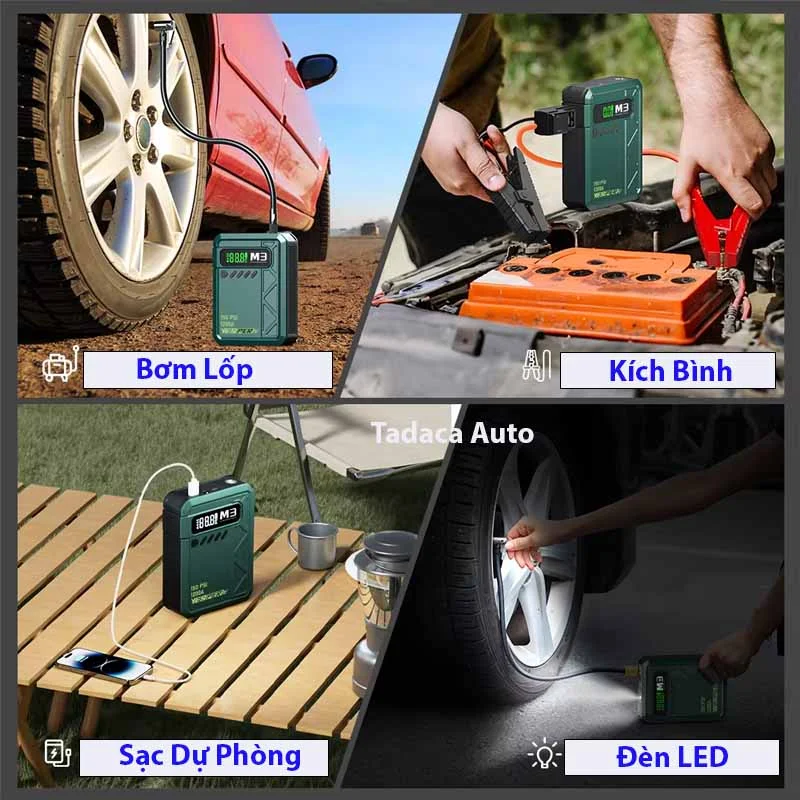 Bơm Lốp Kiêm Kích Bình Yesper M3 Đa Năng